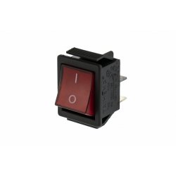 Выключатель 1-клавишный с подсветкой (4-х контактный) чёрный красная кнопка  SpT050175