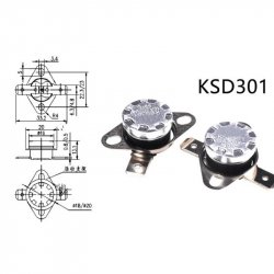 Термостат KSD301G/KSD201 (таблетка) 16A 130"С для конвектора/термопота SC-CH832/1000, Rolsen