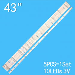 Светодиодная подсветка комплект (5шт) 43D10A-01(A) под матрицу LC430DUY-SHA1 Doffler 43DF49-T2